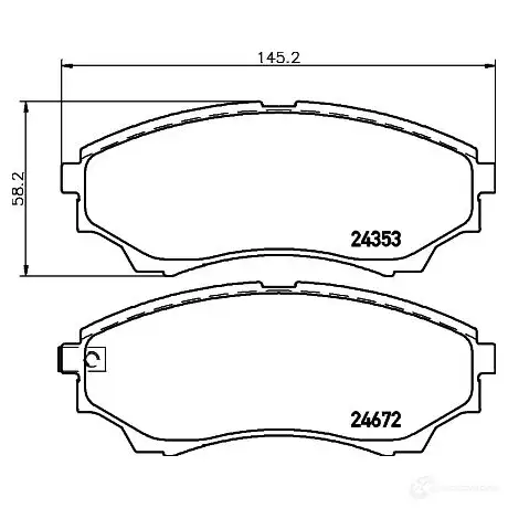 Тормозные колодки дисковые, комплект HELLA 24 353 8DB 355 012-381 29222 24672 изображение 0