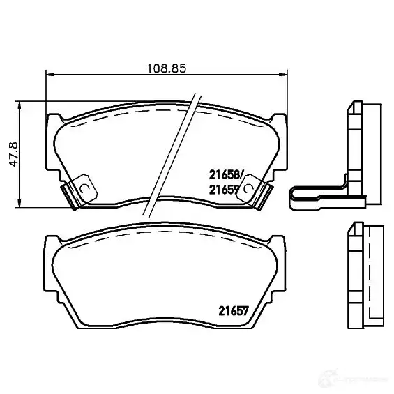 Тормозные колодки дисковые, комплект HELLA 29610 8DB 355 016-351 216 57 21658 - Изображение 1