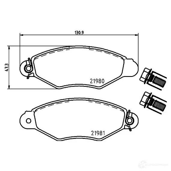 Тормозные колодки дисковые, комплект HELLA 8DB 355 019-311 29899 21981 219 80 - Изображение 1