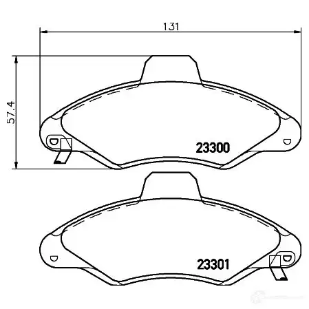 Тормозные колодки дисковые, комплект HELLA 2 3300 29897 23301 8DB 355 019-291 - Изображение 1