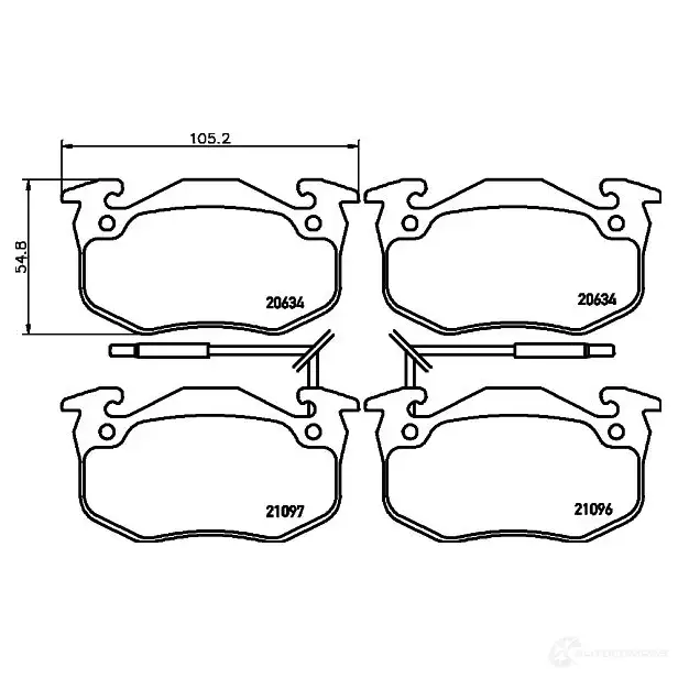 Тормозные колодки дисковые, комплект HELLA 21096 2063 4 29862 8DB 355 018-941 - Изображение 1