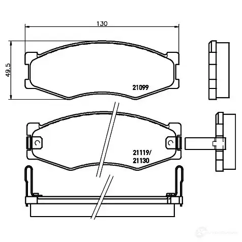 Тормозные колодки, комплект HELLA 2109 9 28594 8db355005621 21119 изображение 0