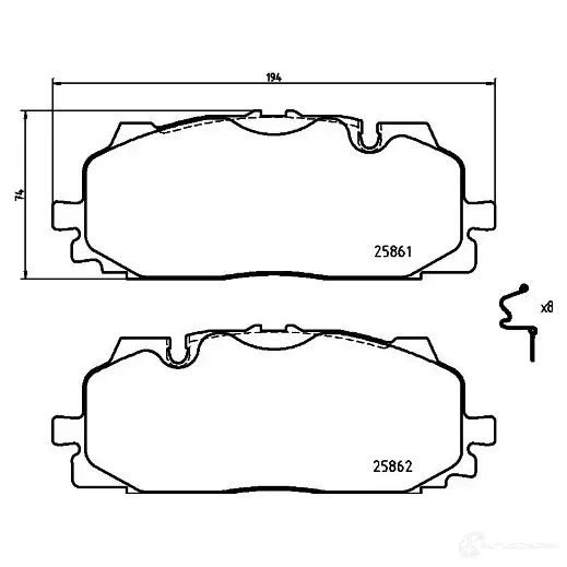 Тормозные колодки дисковые, комплект HELLA 8DB 355 021-641 GJH VVW 1437477279