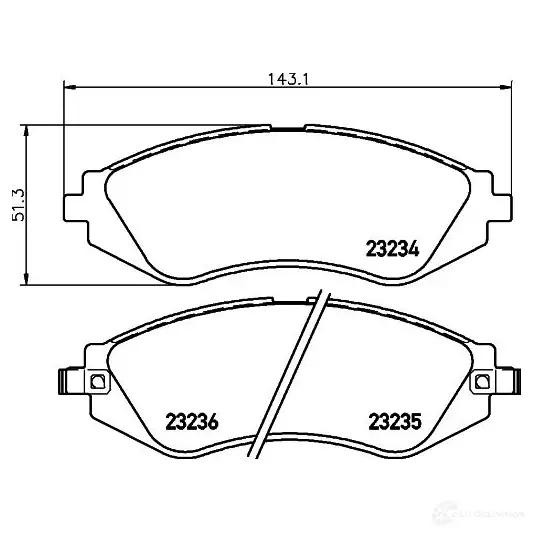 Тормозные колодки дисковые, комплект HELLA 29689 8DB 355 017-141 2323 4 23235 - Изображение 1