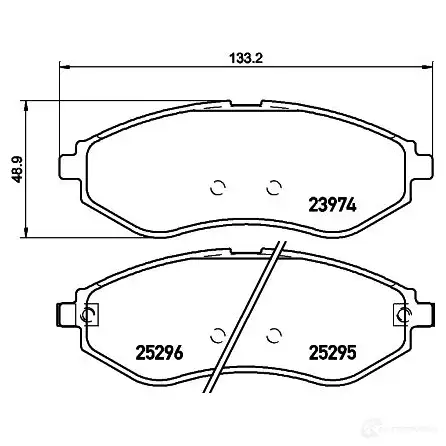 Тормозные колодки дисковые, комплект HELLA 8DB 355 017-351 2 3974 25295 29710 - Изображение 1