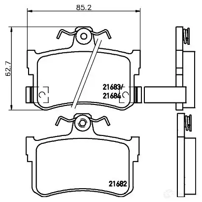 Тормозные колодки дисковые, комплект HELLA 21683 29831 216 82 8DB 355 018-611 - Изображение 1