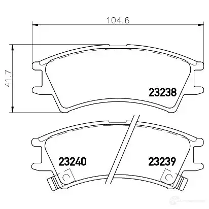 Тормозные колодки дисковые, комплект HELLA 29680 23239 23 238 8DB 355 017-051 - Изображение 1