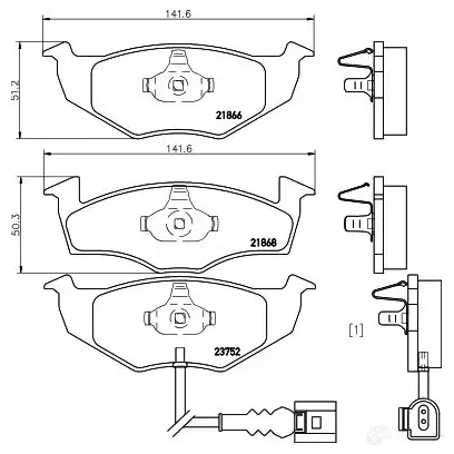 Тормозные колодки дисковые, комплект HELLA 8DB 355 009-801 21868 28982 2186 6 изображение 0