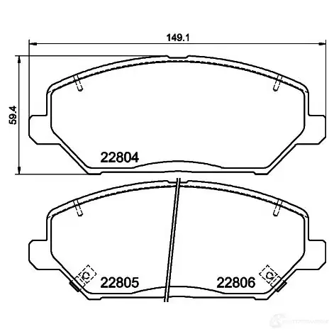 Тормозные колодки дисковые, комплект HELLA 1437478454 R M8XLKO 8DB 355 037-881 изображение 3