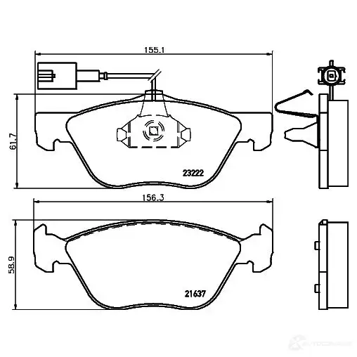 Тормозные колодки, комплект HELLA 2 1637 23222 28874 8db355008611 - Изображение 1