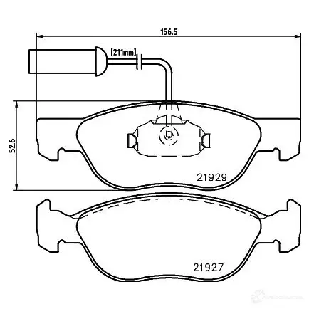 Тормозные колодки, комплект HELLA 2 1927 21929 8db355008321 28851 изображение 0