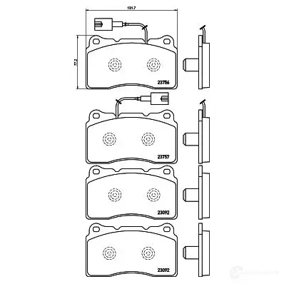Тормозные колодки дисковые, комплект HELLA 29544 8DB 355 015-681 2309 2 23756 изображение 0