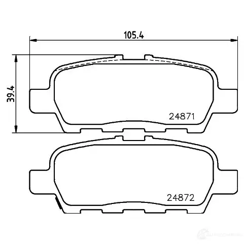Тормозные колодки дисковые, комплект HELLA 29433 8DB 355 014-561 2487 1 24872 - Изображение 1