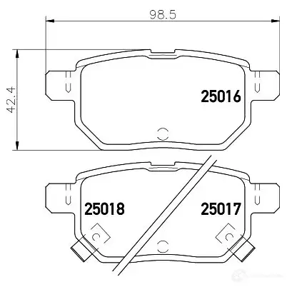 Тормозные колодки, комплект HELLA 29476 2501 6 25017 8db355014991 изображение 0