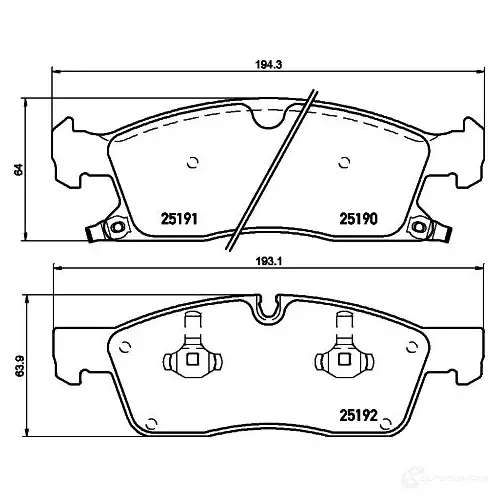 Тормозные колодки дисковые, комплект HELLA 29923 2 5190 8DB 355 019-551 25191 - Изображение 1