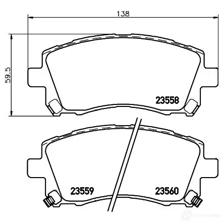 Тормозные колодки дисковые, комплект HELLA 29704 8DB 355 017-291 2 3558 23559 изображение 0