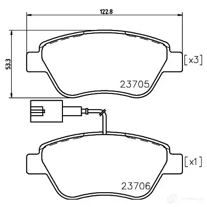 Тормозные колодки дисковые, комплект HELLA 29850 8DB 355 018-821 23706 23 705 изображение 0