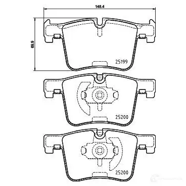 Тормозные колодки дисковые, комплект HELLA 25200 251 99 8DB 355 015-781 29554 - Изображение 1