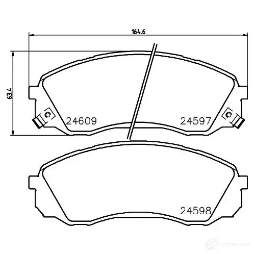 Тормозные колодки, комплект HELLA 8db355013541 29332 245 97 24598 - Изображение 1