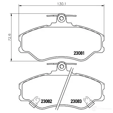 Тормозные колодки дисковые, комплект HELLA 230 81 23082 8DB 355 016-641 29639 - Изображение 1