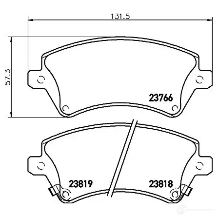 Тормозные колодки дисковые, комплект HELLA 23818 237 66 29699 8DB 355 017-241 - Изображение 1