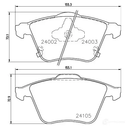 Тормозные колодки дисковые, комплект HELLA 8DB 355 011-051 29098 240 02 24003 - Изображение 1