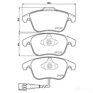 Тормозные колодки, комплект HELLA 8db355014031 24333 2 4332 29381 - Изображение 1