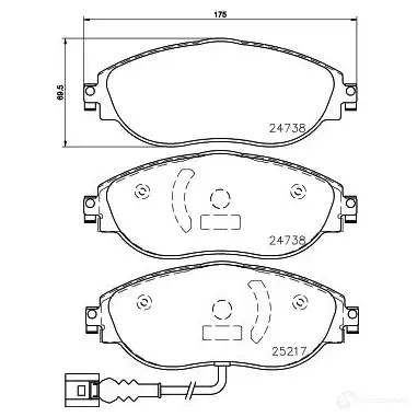 Тормозные колодки дисковые, комплект HELLA 25217 8DB 355 015-921 24 738 29568 - Изображение 1