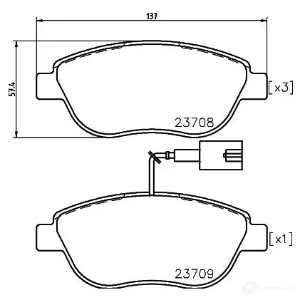 Тормозные колодки дисковые, комплект HELLA 2 3708 29851 8DB 355 018-831 23709 изображение 0