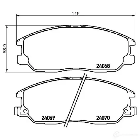 Тормозные колодки, комплект HELLA 24069 8db355010451 29045 240 68 - Изображение 1