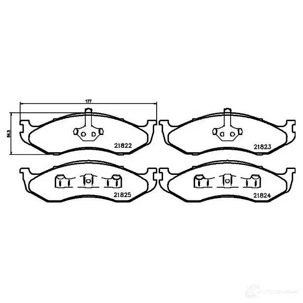 Тормозные колодки дисковые, комплект HELLA 21823 2 1822 8DB 355 008-231 28843 - Изображение 1