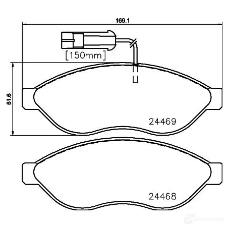 Тормозные колодки дисковые, комплект HELLA 30024 8DB 355 020-651 24469 244 68 изображение 0