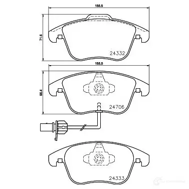 Тормозные колодки дисковые, комплект HELLA 2433 2 8DB 355 013-861 29364 24333 - Изображение 1