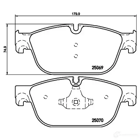 Тормозные колодки, комплект HELLA 8db355015061 25 069 29482 25070 - Изображение 1