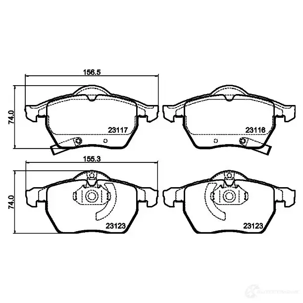 Тормозные колодки дисковые, комплект HELLA 23117 8DB 355 008-141 23 116 28834 изображение 0
