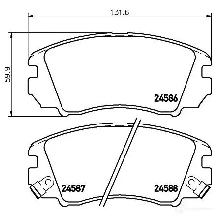 Тормозные колодки, комплект HELLA 24587 2458 6 29330 8db355013521 - Изображение 1