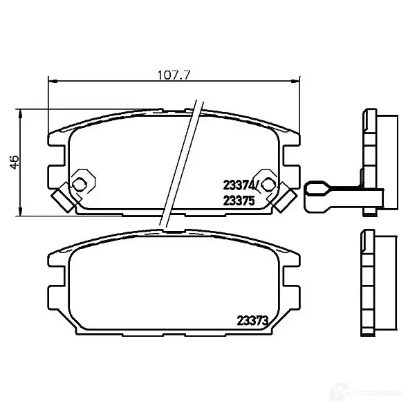 Тормозные колодки дисковые, комплект HELLA 8DB 355 009-291 28931 2337 3 23374 изображение 0