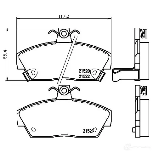 Тормозные колодки дисковые, комплект HELLA 21 520 21521 29788 8DB 355 018-161 - Изображение 1