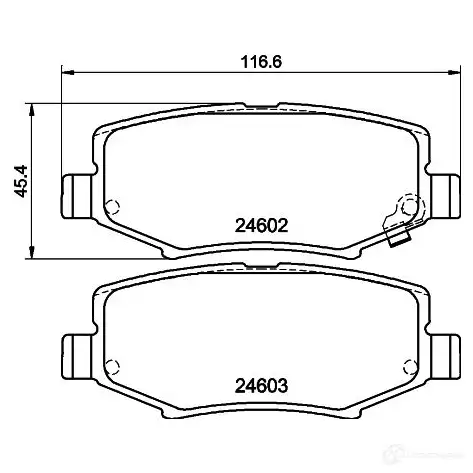 Тормозные колодки дисковые, комплект HELLA 246 02 8DB 355 014-381 29415 24603 - Изображение 1