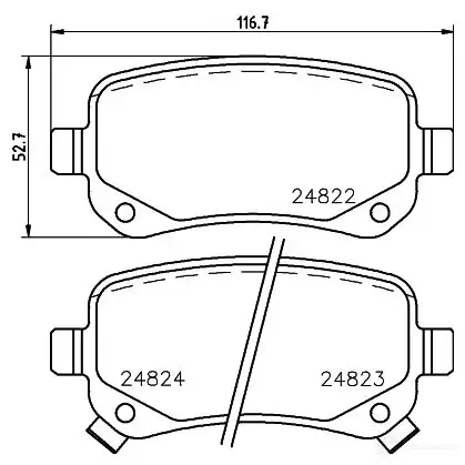 Тормозные колодки, комплект HELLA 24823 8db355014331 24 822 29410 - Изображение 1