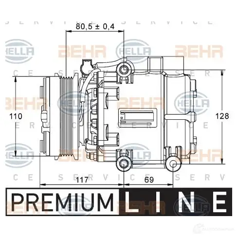 Компрессор кондиционера HELLA 40434 51ZFG 8fk351113411 _BEHR HELLA SERVICE_ изображение 0