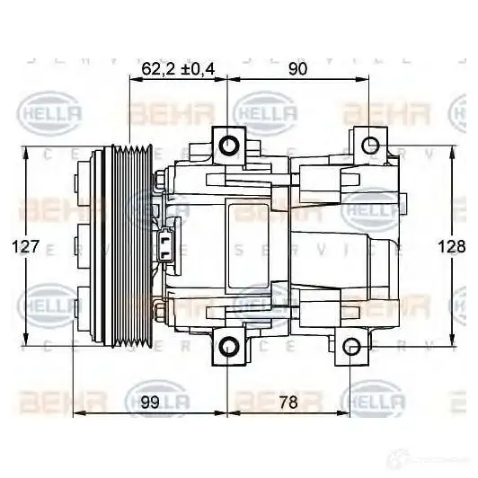 Компрессор кондиционера HELLA _BEHR HELLA SERVICE_ Z4MC5FG 8fk351113431 40436 - Изображение 1