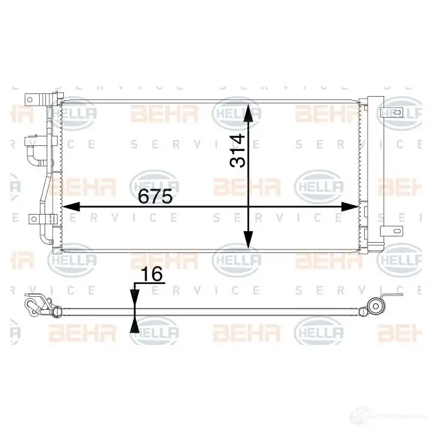 Радиатор кондиционера HELLA 8fc351008364 BWLP 1GV 4045621529345 1424388277