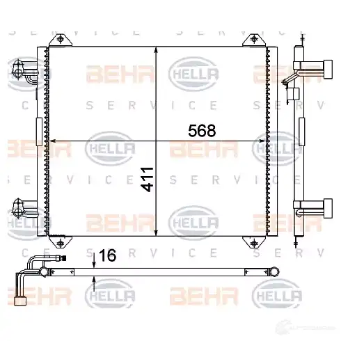 Радиатор кондиционера HELLA 8fc351038554 38877 P 8MHZ 4045621481667 - Изображение 1
