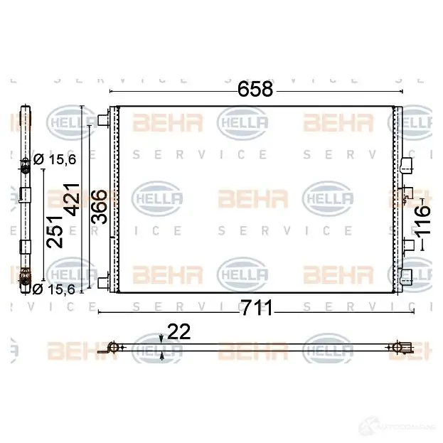 Радиатор кондиционера HELLA _BEHR HELLA SERVICE_ 8fc351318561 538UZ 39561