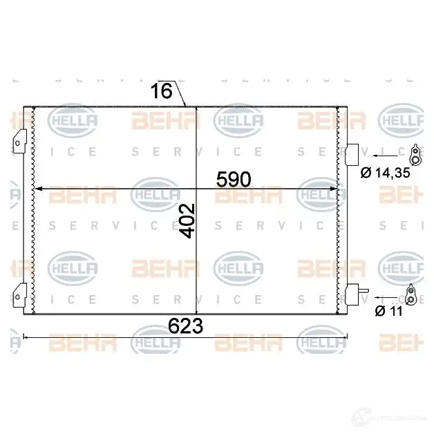 Радиатор кондиционера HELLA 8fc351310791 PEH7PA _BEHR HELLA SERVICE_ 39469