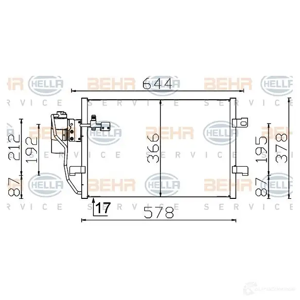 Радиатор кондиционера HELLA PWCBK 8fc351301394 39061 _BEHR HELLA SERVICE_ изображение 1