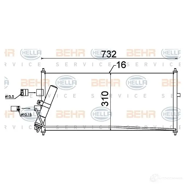 Радиатор кондиционера HELLA 8fc351302521 YZP58TE _BEHR HELLA SERVICE_ 39169