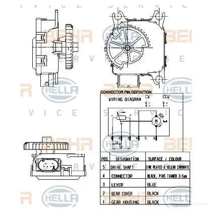 Сервопривод заслонки печки HELLA ASC8O _BEHR HELLA SERVICE_ 20422 6nw351344001