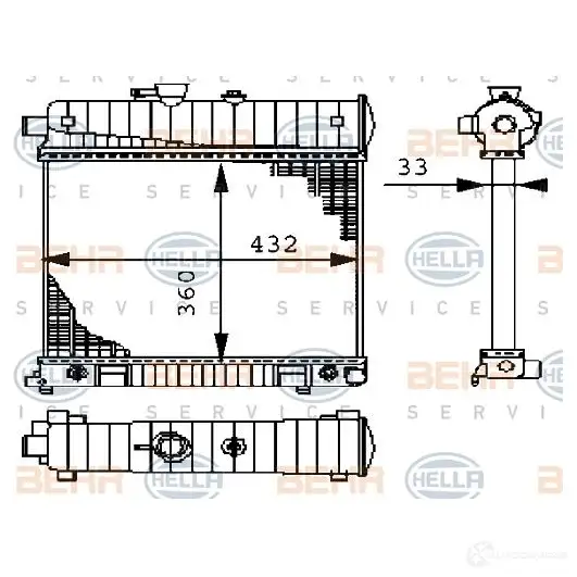 Радиатор охлаждения двигателя HELLA 8mk376710274 ELYE4O _BEHR HELLA SERVICE_ 45189